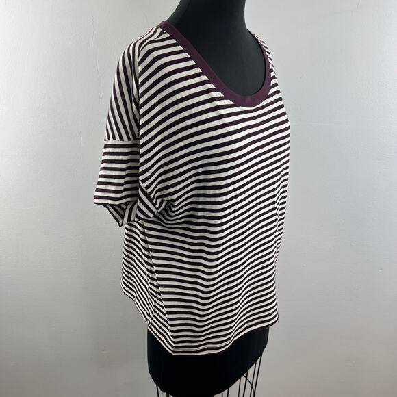 Rivet & Thread Madewell Oversized Tee Stripe Purple White Short Sleeves XL NEW - Picture 4 of 12